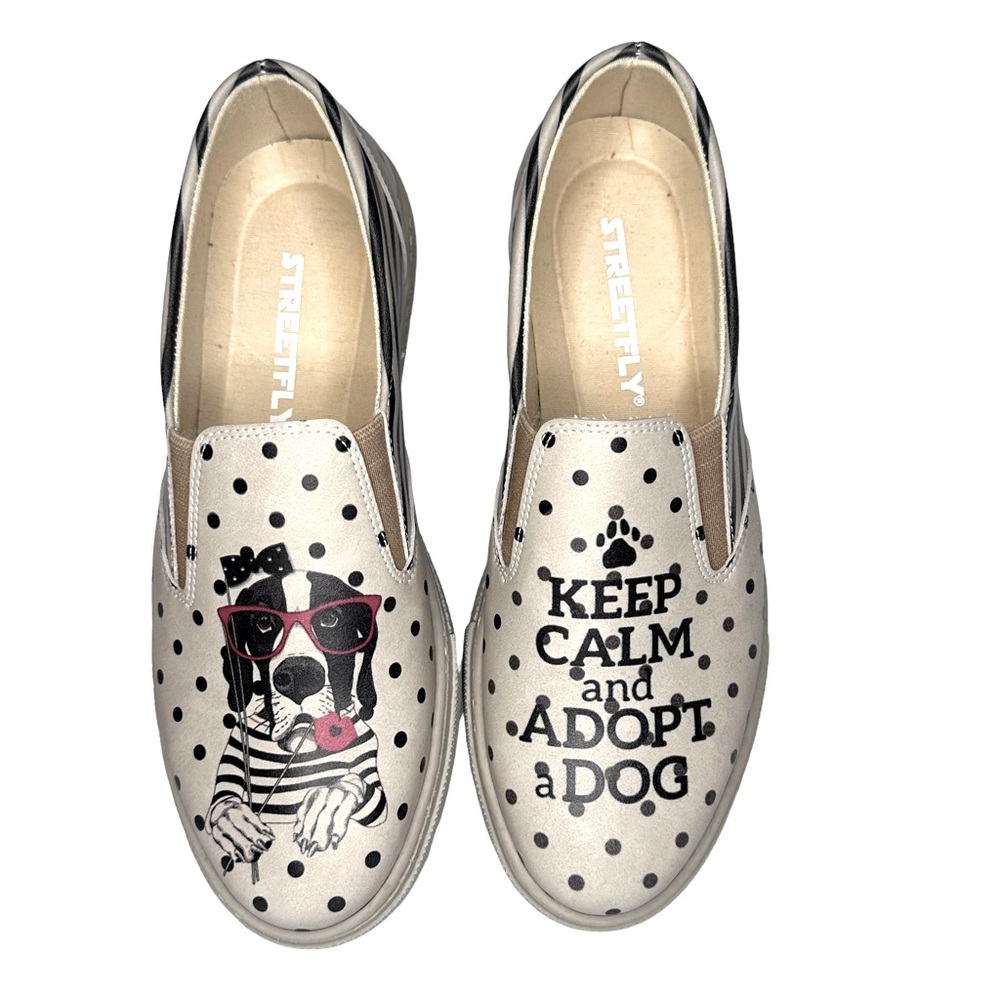 Streetfly - Keep Calm and Adopt a Dog slide in Loafers, Size 39, NIB